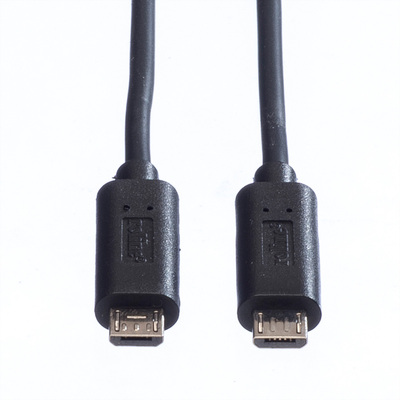 Kábel USB 2.0 MICRO-B - MICRO-B M/M 0.3m, High Speed, čierny, napájací