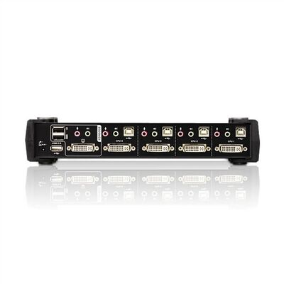 KVM switch/prepínač 4PC, DVI-I Dual Link, USB, USB hub, audio