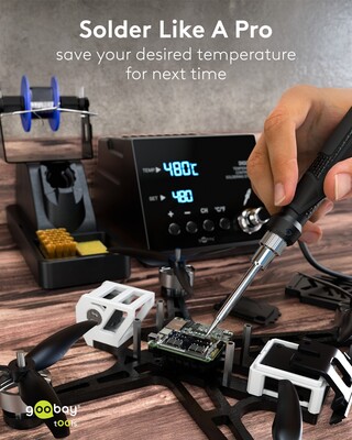 Elektrická spájkovačka 70 W, profi digitálna s LCD displejom, 160–480°C, čierna