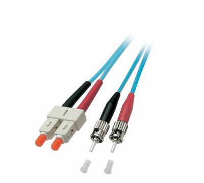 Fiber kábel SC-ST, 1m Duplex OM3(50/125µm), LSOH, 3mm, tykysový