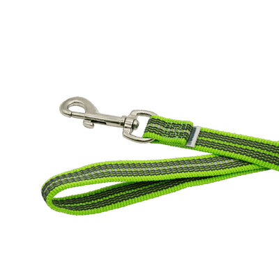Vodítko stopovacie s uškom pogumované, 19mm/10m, nerezová karabína, zelené, HS