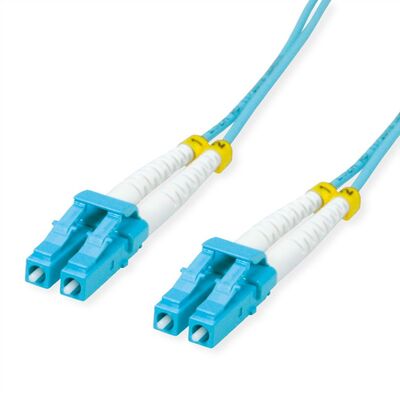 Fiber kábel LC-LC, 10m Duplex OM3(50/125µm), LSOH, low-loss konektor, 4mm, tyrkysový