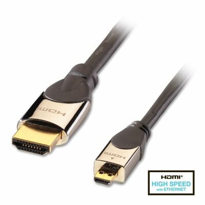 Kábel HDMI/HDMI micro M/M 2m, Ultra High Speed+Eth, 4K@60Hz, HDMI 2.0,G pozl. kon., sivý, Cromo