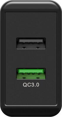 Nabíjačka USB 230V 2port, 2xUSB A, 28W, Quick Charge 3.0, čierna