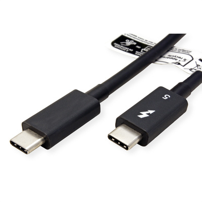 Kábel Thunderbolt 5 (USB 3.1 Typ C) M/M 1m, 80Gbps, Power Delivery 240w 48V5A, čierny