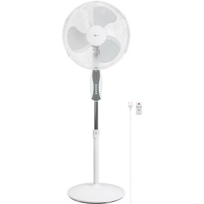 Ventilátor stojanový, Ø40 cm, 3 rýchlosti, nast. výška do 128cm,  45W, 1.6m kábel, biely