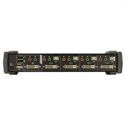 KVM switch/prepínač 4PC, DVI-D, USB, USB hub, audio