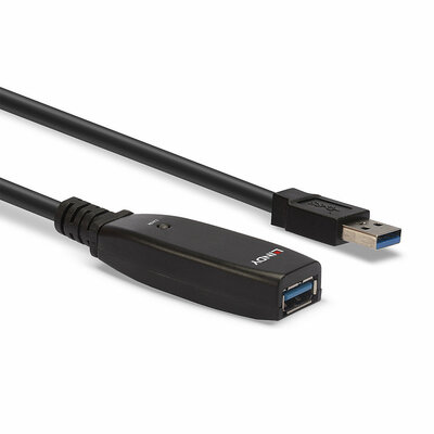Kábel USB 3.0 A-A M/F 15m, Super Speed, čierny, AKTÍVNY, Slim