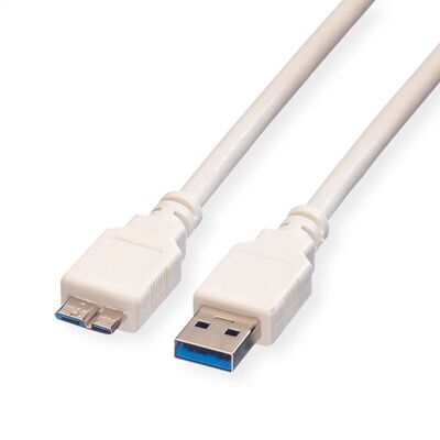 Kábel USB 3.2 Gen 1, A-MICRO-B(3.0) M/M 0.8m, 5Gbps, biely