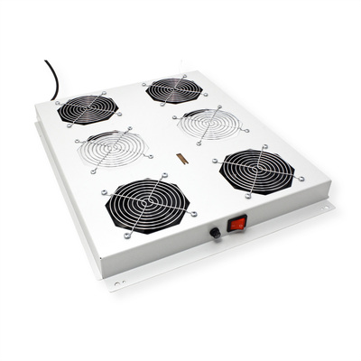 19" Ventilačná jednotka, stropná, 4 vetráky, s termostatom, sivá, RAL7035