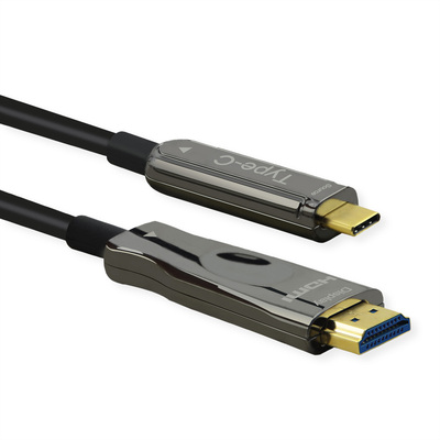 Kábel USB 3.1 Typ C na HDMI M/M 30m, gen.2, 4K@60Hz, čierny, aktívny, optický