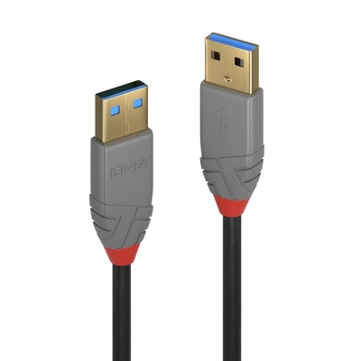 Kábel USB 3.2 Gen 1, A-A M/M 3m, 5Gbps, čierny, Anthra Line, pozl. kon.