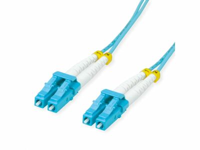 Fiber kábel LC-LC, 10m Duplex OM3(50/125µm), LSOH, low-loss konektor, 4mm, tyrkysový