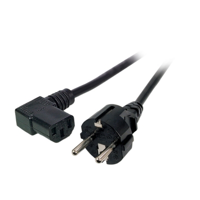 Kábel sieťový 230V, vidlica (CEE7/7) priama - C13 zahnutý (doprava), 5m, 1.00mm2, 10A, čierny