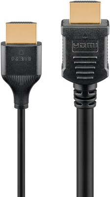 Kábel HDMI M/M 0.5m, Ultra High Speed+Eth, 8K@60Hz, HDMI 2.1, 48G, G pozl. kon., čierny, Slim