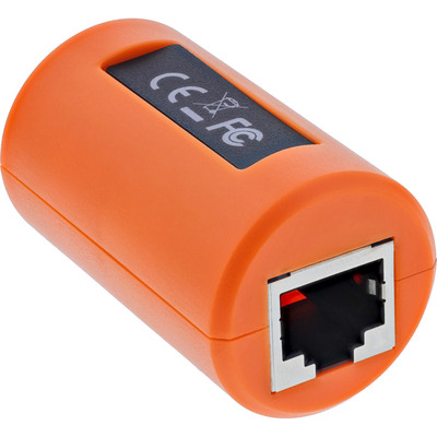 Spojka RJ45 prepäťová ochrana, pre siete a PoE, oranžová, Gigabit