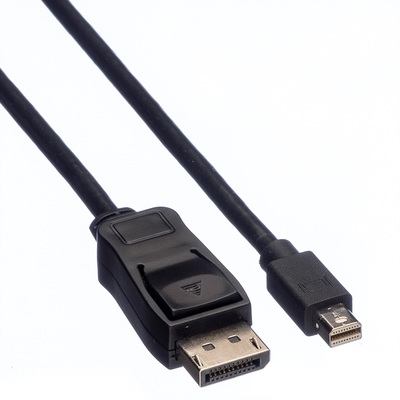 Kábel DisplayPort mini/DP M/M 2m, 2K@60Hz, DP v1.1, 10.8Gbit/s, čierny