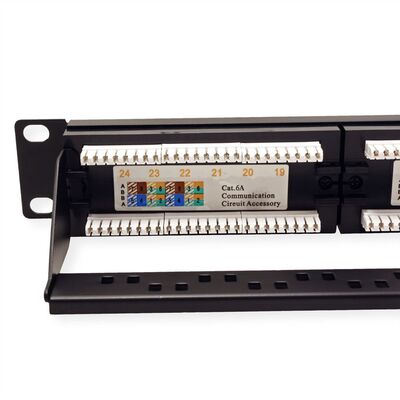 19" Patch panel 24port cat.6a, netienený, 1U, čierny