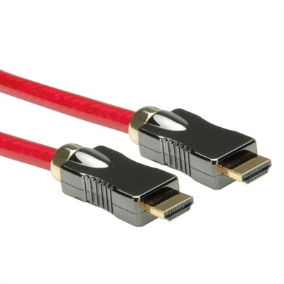 Kábel HDMI M/M 5m, Ultra High Speed+Eth, 8K@60Hz, HDMI 2.1, G pozl. kon., červený