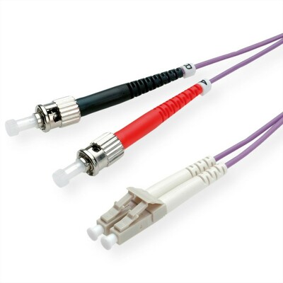 Fiber kábel LC-ST, 3m Duplex OM4(50/125µm), 2.8mm, fialový