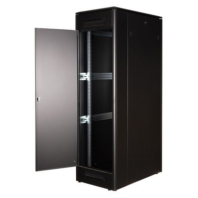 19" Rack na podlahu 42U, 2053x600x1000mm (HxWxD), PRO, sklenené dvere, čierny