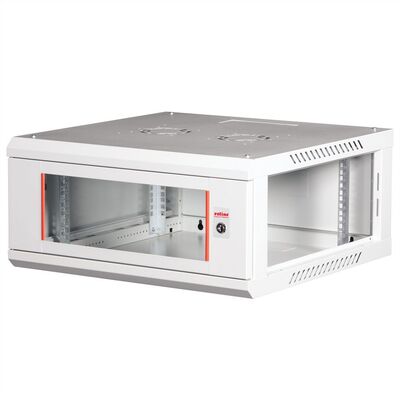 19" Rack na stenu 4U, sivý, 290x600x600mm (HxWxD), odnímateľné bočnice
