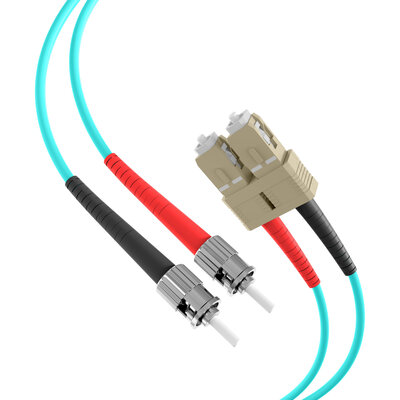 Fiber kábel SC-ST, 2m Duplex OM3(50/125µm), LSOH, 3mm, tyrkysový