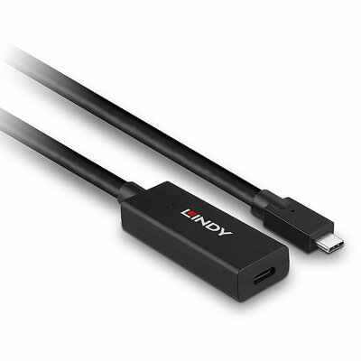 Kábel USB 3.2 Gen 2, Typ C CM/CF 5m, 10Gbps, čierny, predlžovací, aktívny