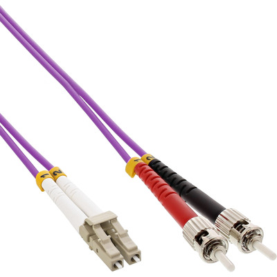 Fiber kábel LC-ST, 7.5m Duplex OM4(50/125µm), LSOH, 3mm, fialový