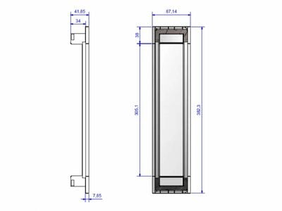 Power Frame Cover 6-pozície, 383 x 88 x 42 mm, hliníkový kryt, biely aj zvnútra