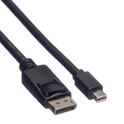 Kábel DisplayPort mini/DP M/M 1m, 2K@60Hz, DP v1.1, 10.8Gbit/s, čierny