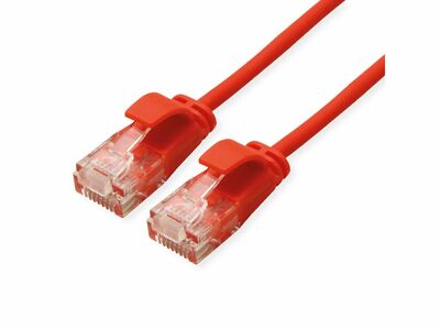 UTP Patchkábel LSOH TPE 1m cat.6a, červený, slim, Cu, Flex Cable, Roline Green, Eco obal