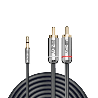 Kábel 3,5mm stereo/2xCinch M/M 10m, sivý, pozl. konektor, Slim, Cromo Line
