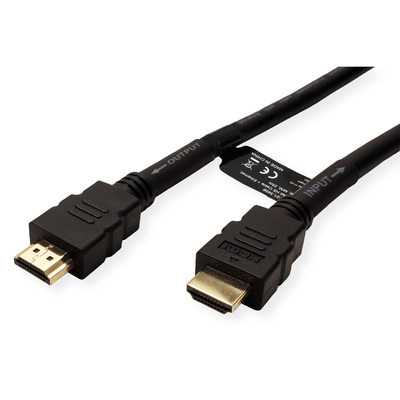 Kábel HDMI M/M 25m, High Speed+Eth, 4K@30Hz, HDMI 1.4, pozl. konektor, čierny, jednosmerný, aktívny