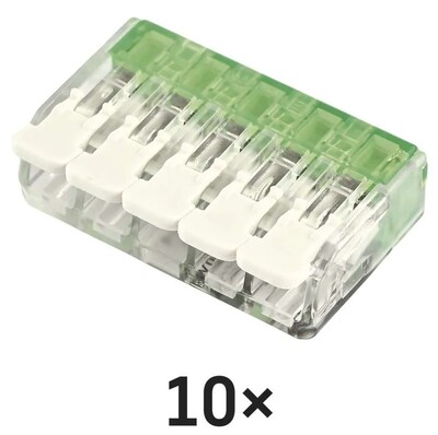 Spojka páčková, svorka bezskrutková, 5-pólová, 0.2-4.0mm², priehľadná, 10 ks/bal