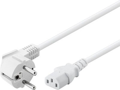 Kábel sieťový 230V, vidlica (CEE7/7) lomená - C13, 1.5m, 0.75mm², 10A, biely