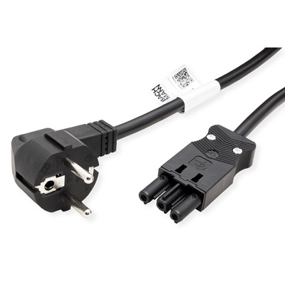 Kábel sieťový 230V, vidlica (CEE7/7) lomená - GST18 (F), 5m, 1.50mm², 16A, čierny