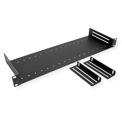 19" Polica 150mm, max. 6kg, s 2 nastaviteľnými deliacimi priečkami, 1U, čierna
