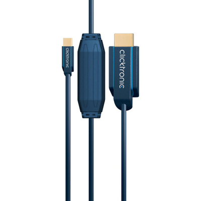 Kábel DisplayPort mini na HDMI M/M 1m, jednosmerný, 4K@60Hz UHD, audio, modrý, pozl. konektor, C