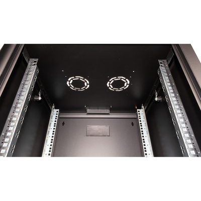 19" Rack na stenu 16U, čierny, 818x600x600mm (HxWxD), RAL9005, PRO, odnímateľné bočnice