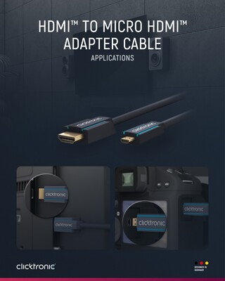 Kábel HDMI/HDMI micro M/M 2m, High Speed+Eth, 4K@60Hz, HDMI 2.0, 10.2G, G pozl. kon., modrý, C