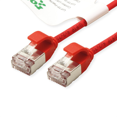 U/FTP Patchkábel LSOH TPE 3m cat.6a, červený, slim, Cu, Flex Cable, Roline Green, Eco obal