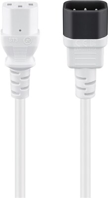 Kábel sieťový 230V predlžovací, C13 - C14, 0.5m, 0.75mm², 10A, biely