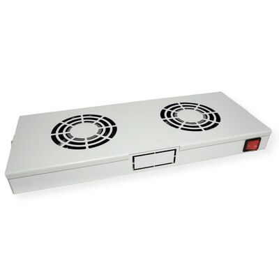 19" Ventilačná jednotka, 2 vetráky, 1U, ON/OFF, sivá