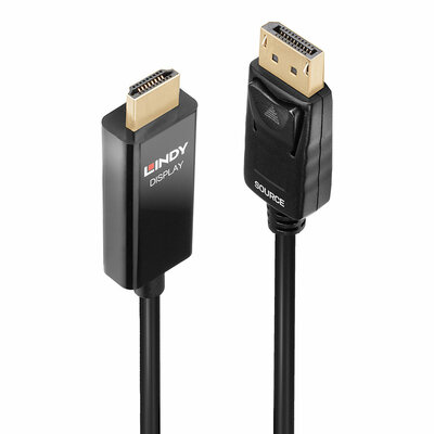 Kábel DisplayPort na HDMI M/M 3m, jednosmerný, 4K@60Hz UHD, HDR, audio, čierny, pozl. konektor