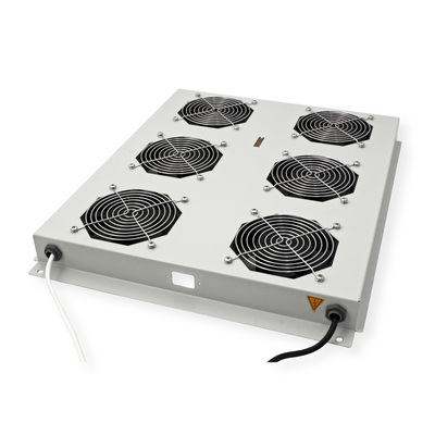19" Ventilačná jednotka, stropná, 6 vetrákov, s termostatom, sivá, RAL7035