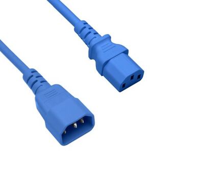 Kábel sieťový 230V predlžovací, C13 - C14, 5m, 1.00mm², 10A, modrý