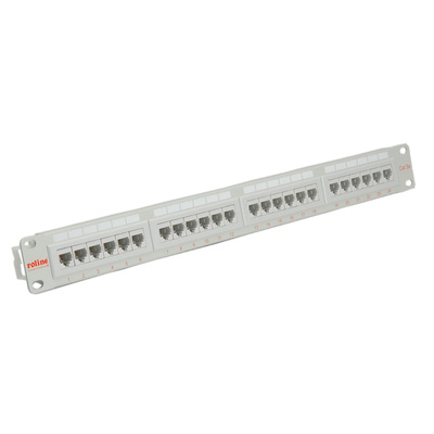 19" Patch panel 24port cat.5e, netienený, 1U, sivý