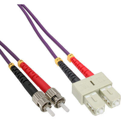 Fiber kábel SC-ST, 3m Duplex OM4(50/125µm), LSOH, 2mm, fialový