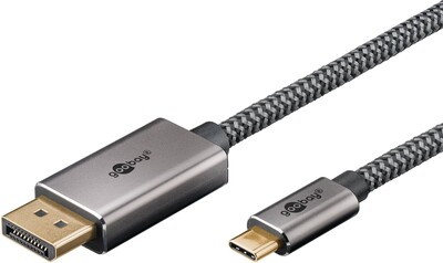 Kábel USB 3.1 Typ C na DisplayPort M/M 3m, gen.2, 4K@60Hz, čierny/sivý, oplet, pozl. konektor